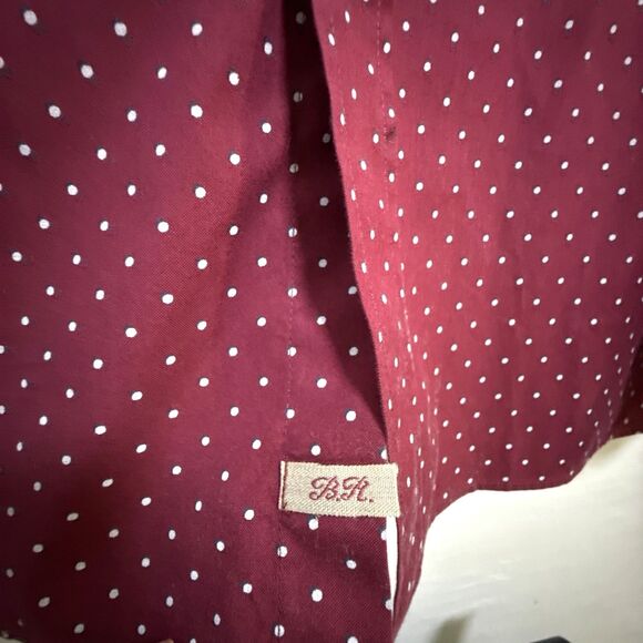 Banana Republic Grant Fit Heritage Collection Polka Dot Button Down Long Red L - Picture 6 of 11